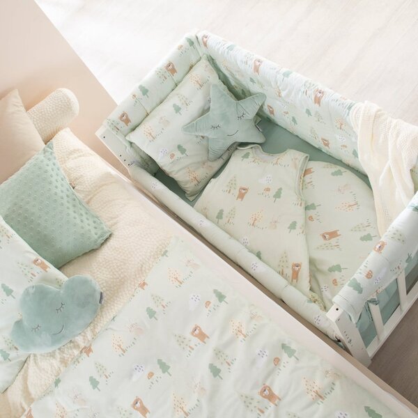 Bela obposteljna zibelka z nastavljivo višino 90x45 cm Woodland Buddies – Roba