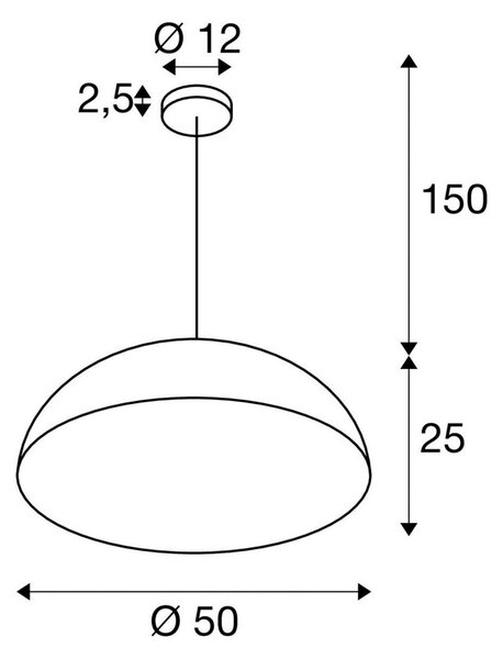 SLV viseča svetilka Forchini M, 50 cm, črna/zlata, kovina, zatemnjen, Črna, Dnevna soba / jedilnica, Kovina, Sodobni