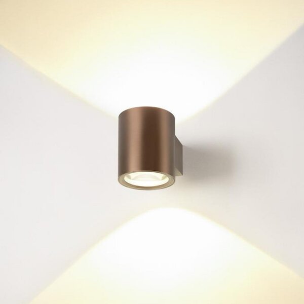 SLV LED-stenna svetilka Oculus, premer 9 cm, funkcija »dim to warm«, kovina, zatemnjen, Bakrena, Dnevna soba / jedilnica, Aluminij, Sodobni