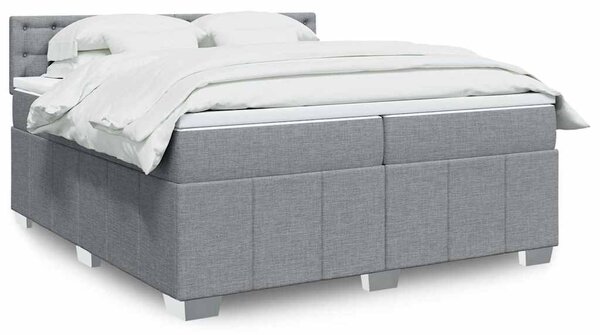 VidaXL Box spring postelja z vzmetnico svetlo siva 200x200 cm blago