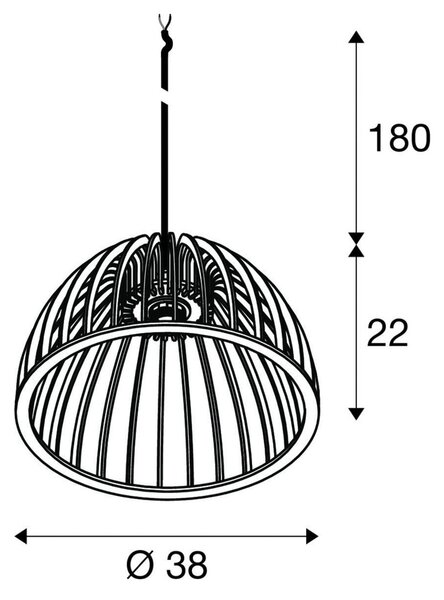 SLV obesna svetilka Wud, svetlo les, Ø 38 cm, zatemnjen, Les, Dnevna soba / jedilnica, Les