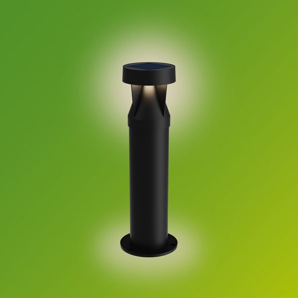 Philips LED-Solar-Sockelleuchte Avery, črna, IP44, Črna, Plastika