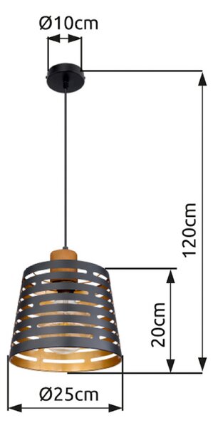 Globo Obesna svetilka Ablona, Ø 25 cm, črna/zlata, kovina, zatemnjen, Črna, Dnevna soba / jedilnica, Kovina, Sodobni