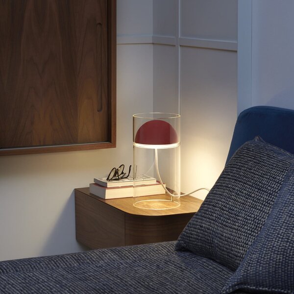 Oluce LED namizna svetilka Medusa, rdeča, steklo, višina 30 cm, Rdeča, Dnevna soba / jedilnica, Steklo, Dizajn