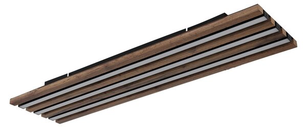 Globo LED stropna svetilka Hayden, dolžina 80 cm, črna/temno les, Črna, Dnevna soba / jedilnica, Aluminij