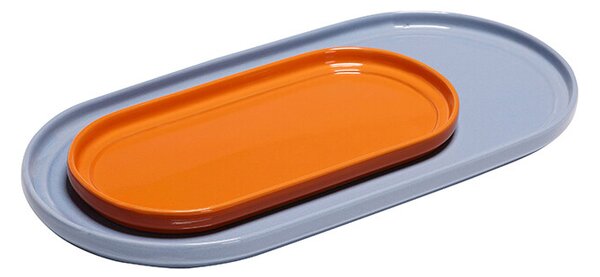 HübschHübsch - Amare Serving Trays Set of 2 Light Blue/Orange Hübsch