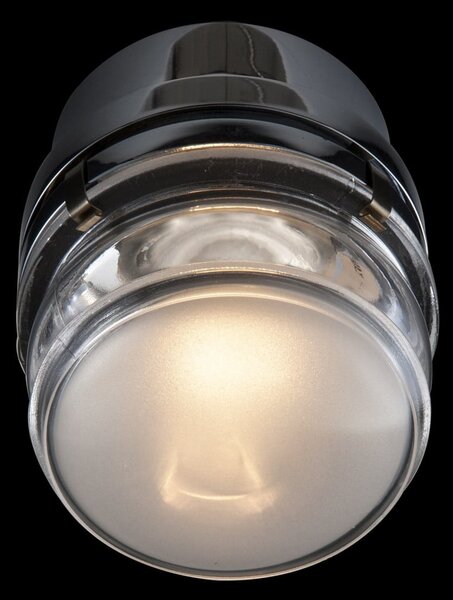 Oluce LED stenska svetilka Fresnel, krom, aluminij, steklo, 2.700 K, Kovinska, Kopalnica, Kovina, Dizajn