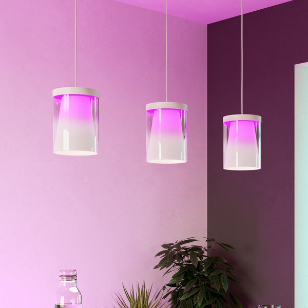 EGLO connect Smart LED obesna svetilka Chiusello-Z, bela, kovina, zatemnjen, Bela, Dnevna soba / jedilnica, Steklo, Sodobni