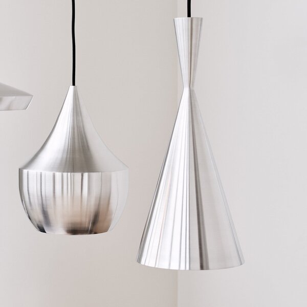Tom Dixon LED obesna svetilka Beat Fat Unbeaten, aluminijasta barva, zatemnjen, Kovinska, Dnevna soba / jedilnica, Aluminij, Dizajn