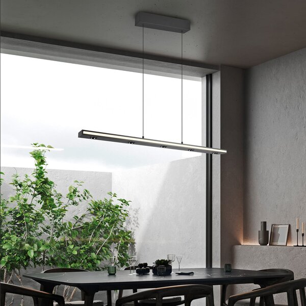 Trio Lighting LED obesna svetilka Graham, črna, kovina, gor/dol, CCT, dimmer, zatemnjen, Črna, Dnevna soba / jedilnica, Kovina, Sodobni