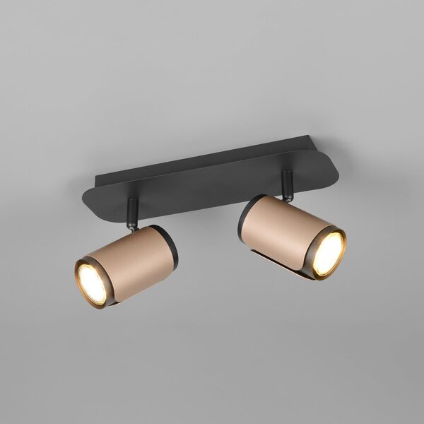 Trio Lighting Stropna svetilka Gillan, kava, 2-svetilna, kovina, GU10, zatemnjen, Rjava / rjasta, Dnevna soba / jedilnica, Kovina, Sodobni