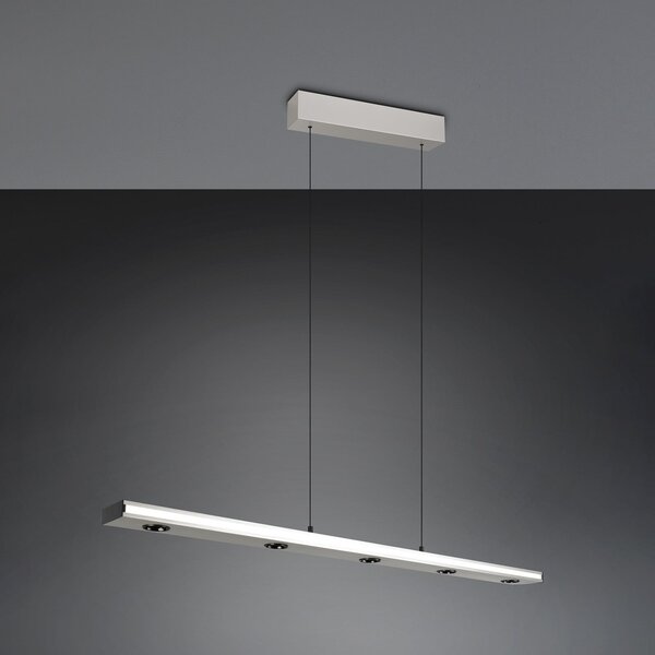 Trio Lighting LED obesna svetilka Graham, nikelj, kovina, gor/dol, CCT, dimmer, zatemnjen, Kovinska, Dnevna soba / jedilnica, Kovina, Sodobni