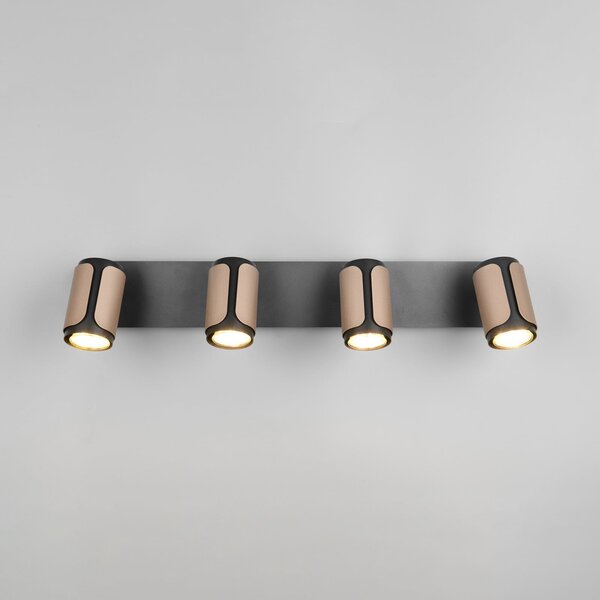 Trio Lighting Stropni žaromet Gillan, kava, 4-plamen, kovina, GU10, zatemnjen, Rjava / rjasta, Dnevna soba / jedilnica, Kovina, Sodobni