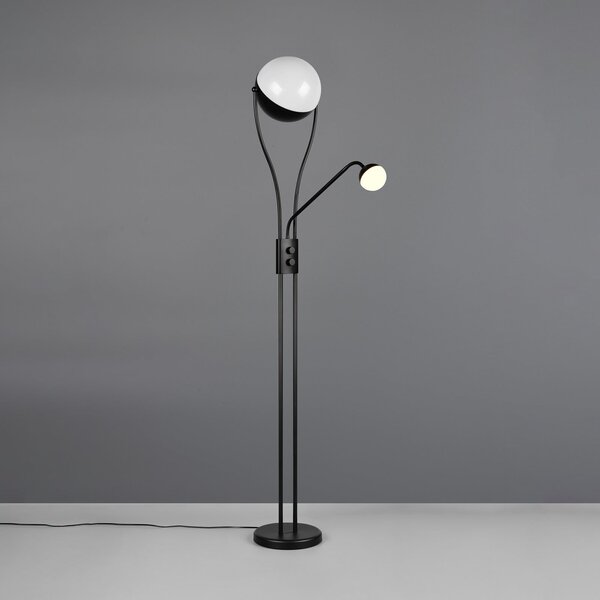 Trio Lighting LED stoječa svetilka Chris, črna, kovina, za branje, dimmer, zatemnjen, Črna, Dnevna soba / jedilnica, Kovina, Sodobni