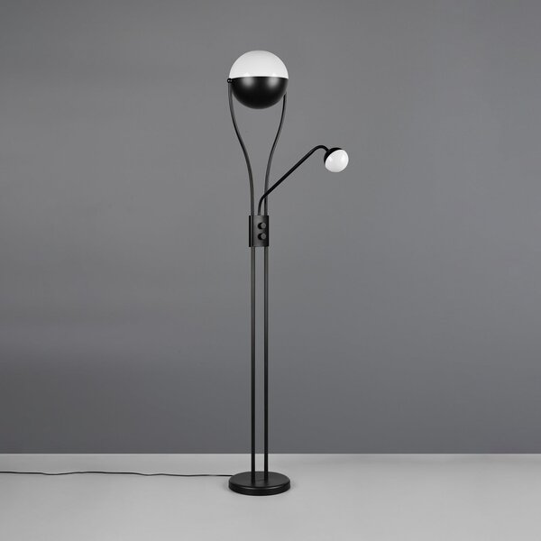 Trio Lighting LED stoječa svetilka Chris, črna, kovina, za branje, dimmer, zatemnjen, Črna, Dnevna soba / jedilnica, Kovina, Sodobni