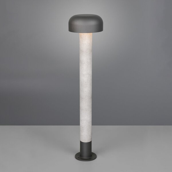 Trio Lighting Svetilka za pot Fraser, siva/betonski videz, aluminij, IP54, višina 84,5 cm, zatemnjen, Siva, Aluminij