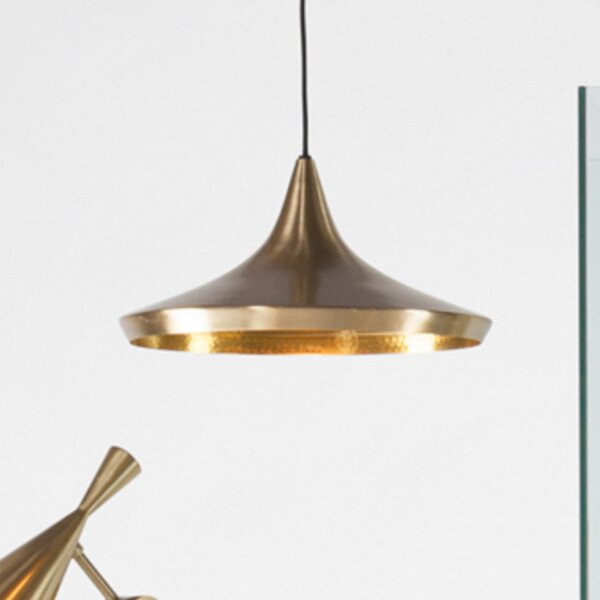 Tom Dixon LED viseča svetilka Beat Wide, barva medenine, Ø 36 cm, zatemnjen, Zlata / medeninasta, Dnevna soba / jedilnica, Medenina, Dizajn