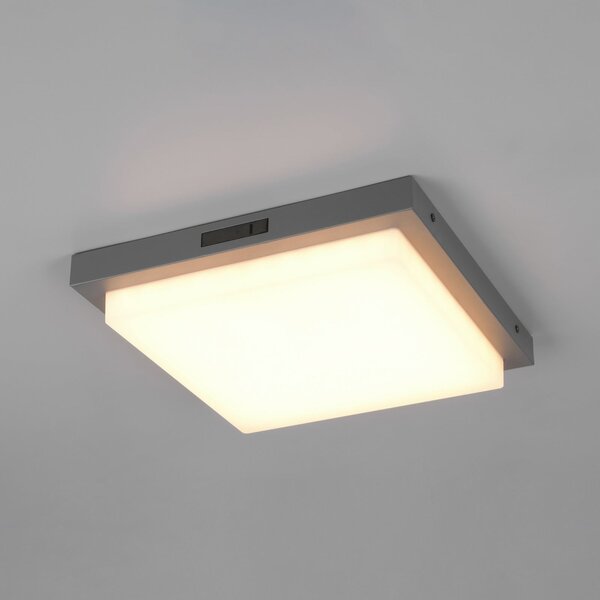Trio Lighting LED zunanja stenska svetilka Bermejo, kotna, senzor, CCT, antracit, Siva, Kovina