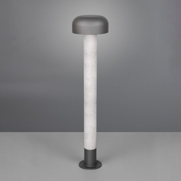Trio Lighting Svetilka za pot Fraser, siva/betonski videz, aluminij, IP54, višina 84,5 cm, zatemnjen, Siva, Aluminij