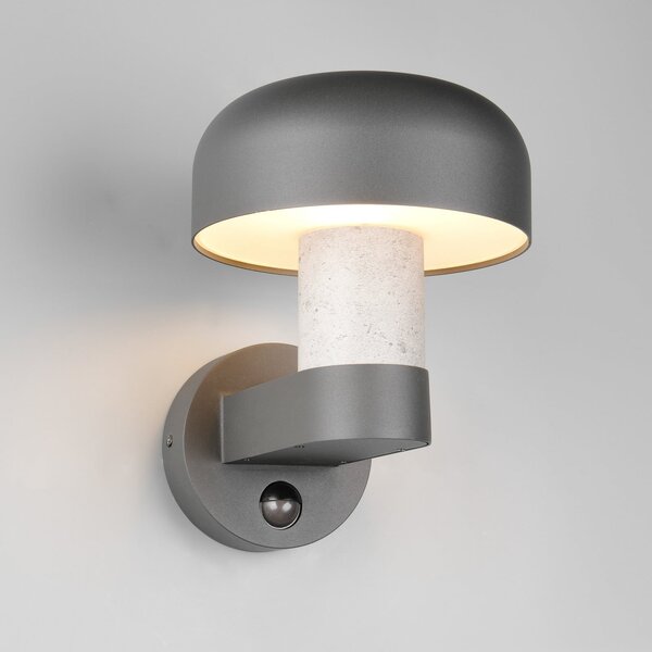 Trio Lighting Zunanja stenska svetilka Fraser Sensor s senzorjem, siva/betonski videz,, Siva, Aluminij