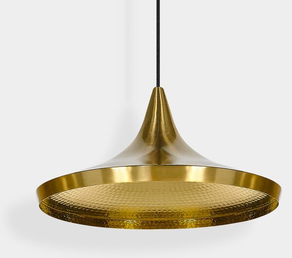 Tom Dixon LED viseča svetilka Beat Wide, bela, Ø 36 cm, medenina, zatemnjen, Bela, Dnevna soba / jedilnica, Medenina, Dizajn