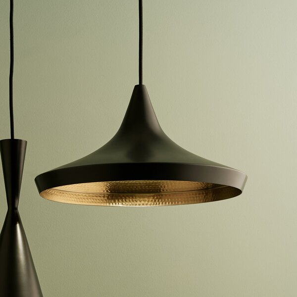Tom Dixon LED obesna svetilka Beat Flat, črna, Ø 56 cm, zatemnjen, Črna, Dnevna soba / jedilnica, Medenina, Dizajn