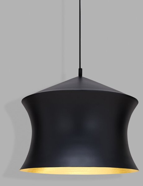 Tom Dixon LED obesna svetilka Beat Waist, črna, Ø 41 cm, zatemnjen, Črna, Dnevna soba / jedilnica, Medenina, Dizajn