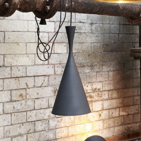 Tom Dixon LED viseča svetilka Beat Tall, črna, Ø 19 cm medenina, zatemnjen, Črna, Dnevna soba / jedilnica, Medenina, Dizajn