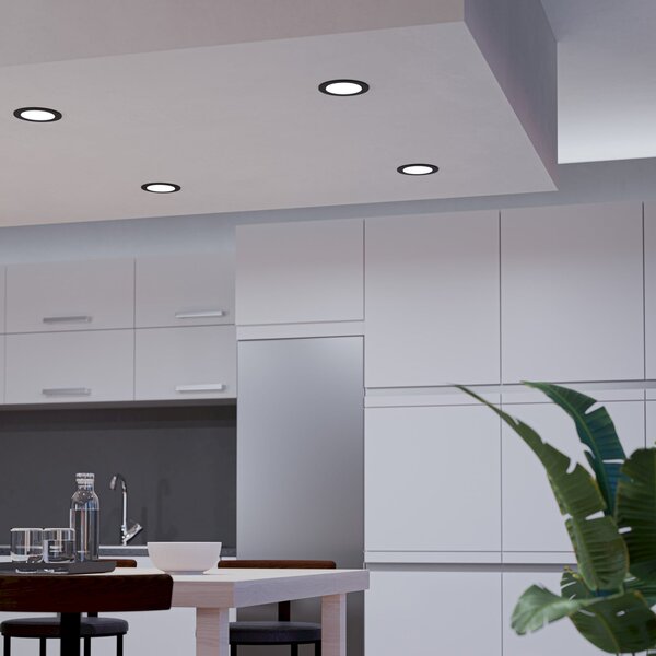EGLO connect Smart LED vgradna svetilka Fueva 6-Z, črna, Ø12cm, zatemnjen, Črna, Dnevna soba / jedilnica, Plastika, Sodobni