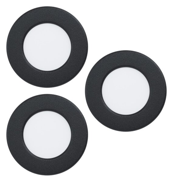 EGLO connect LED vgradna svetilka Fueva 6-Z, črna, komplet 3 kosov, zatemnjen, Črna, Dnevna soba / jedilnica, Plastika, Sodobni