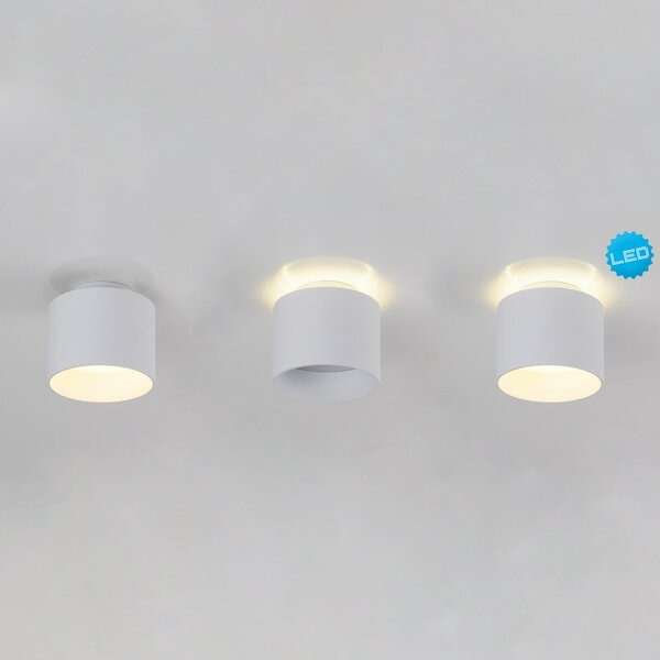 Näve LED stropni reflektor Trimes, Ø 11,5 cm, bel, CCT, stopnjevalno zatemnjevanje, zatemnjen, Bela, Dnevna soba / jedilnica, Plastika
