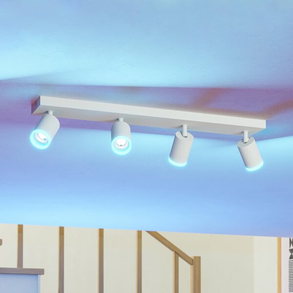 EGLO connect pametni LED-spot Melitello-Z, 4-svetlobni, bel, zatemnjen, Bela, Dnevna soba / jedilnica, Aluminij, Sodobni