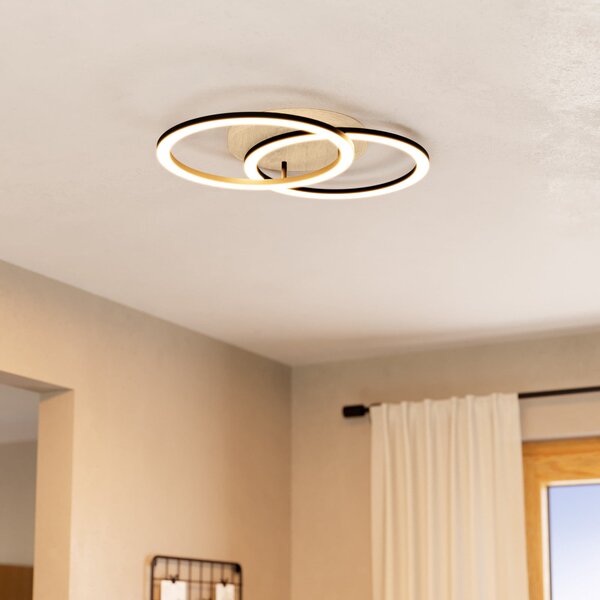 EGLO connect pametna LED stropna svetilka Lomaltas-Z, 58 cm, 4400 lm, zatemnjen, Črna, Dnevna soba / jedilnica, Kovina, Sodobni