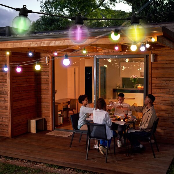 Näve LED-sončna svetlobna veriga CADENA, RGB, črna, 10 luči, 5 m, zatemnjen, Črna, Plastika, Mladostno bivanje
