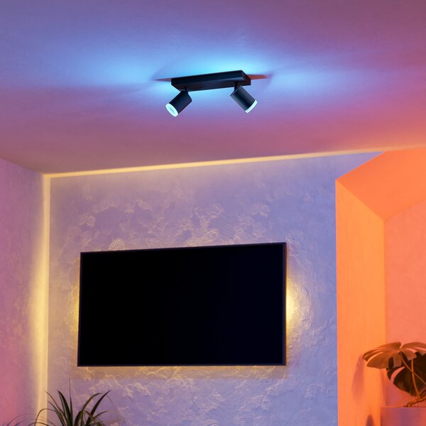 EGLO connect pametni LED-spot Melitello-Z, 2-svetlobni, črn, zatemnjen, Črna, Dnevna soba / jedilnica, Aluminij, Sodobni