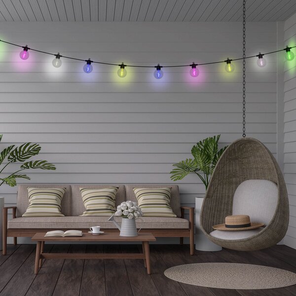 Näve LED-sončna svetlobna veriga CADENA, RGB, črna, 10 luči, 5 m, zatemnjen, Črna, Plastika, Mladostno bivanje