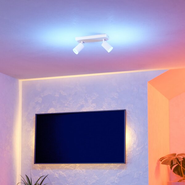 EGLO connect pametni LED-spot Melitello-Z, 2-svetlobni, bel, zatemnjen, Bela, Dnevna soba / jedilnica, Aluminij, Sodobni