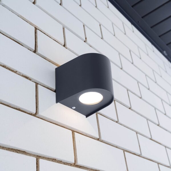 Näve LED zunanja stenska svetilka ALECTO, črna, višina 10 cm, IP54 gor/dol, Črna, Kovina, Sodobni