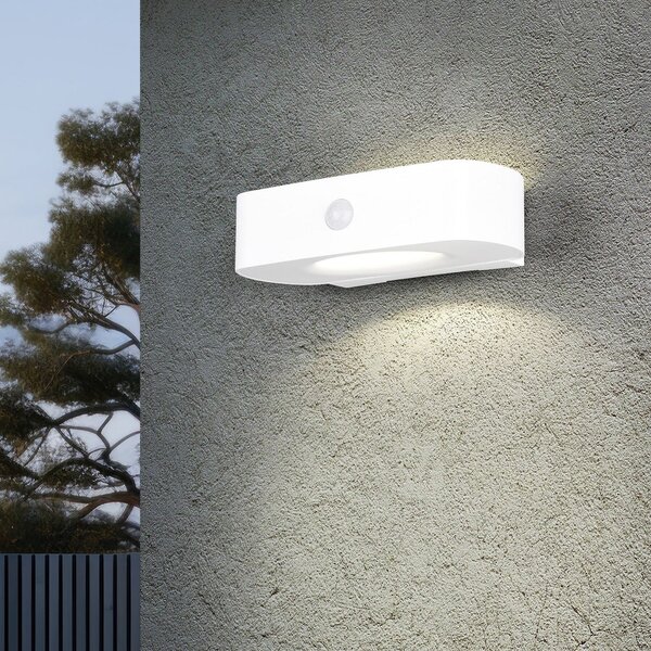 Reality Leuchten Solarna stenska svetilka Bilbao, bela, višina 6 cm, senzor, gor/dol, Bela, Plastika
