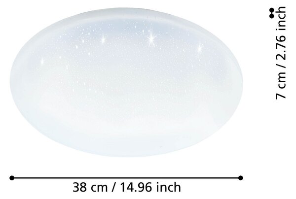 EGLO connect stropna svetilka Totari-Z, Ø38cm, 19W, kristalni učinek, zatemnjen, Bela, Dnevna soba / jedilnica, Plastika, Sodobni