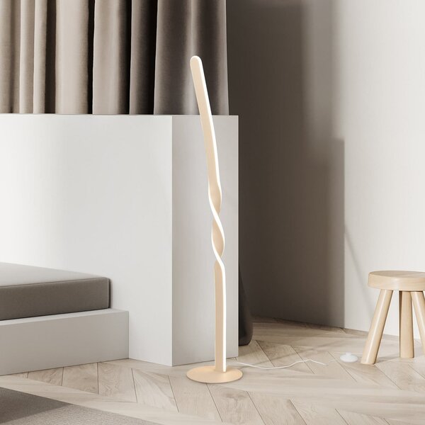 Reality Leuchten Stojalo z LED svetilko Ginko, pesek, kovina, višina 110 cm, Bež, Dnevna soba / jedilnica, Kovina, Sodobni