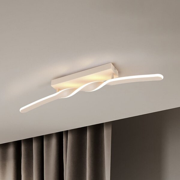 Reality Leuchten LED stropna svetilka Ginko, pesek, kovina, dolžina 79 cm, Bež, Dnevna soba / jedilnica, Kovina, Sodobni
