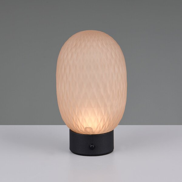 Trio Lighting LED namizna svetilka Facette, jantar, USB, steklo, zatemnjen, Rjava / rjasta, Dnevna soba / jedilnica, Steklo