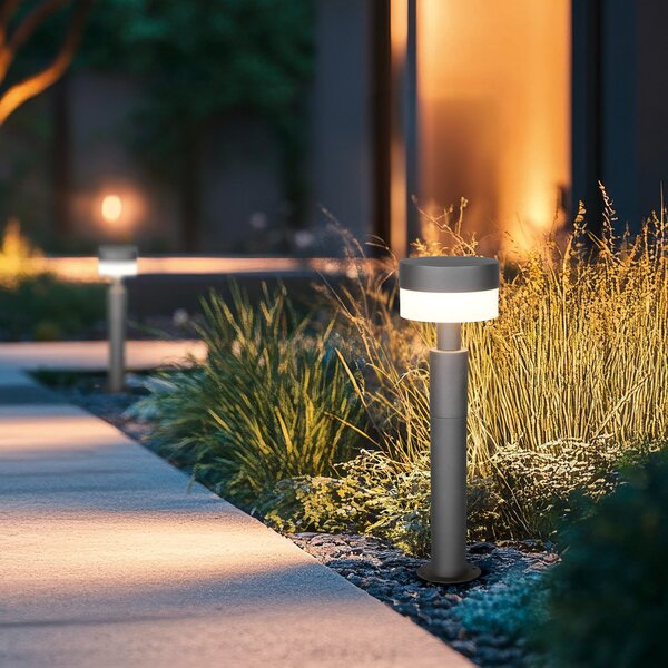 Trio Lighting LED-svetilka za podnožje Mackenzie, višina 50 cm, antracit, litega aluminija, Siva, Aluminij, Sodobni