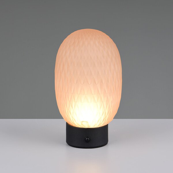 Trio Lighting LED namizna svetilka Facette, jantar, USB, steklo, zatemnjen, Rjava / rjasta, Dnevna soba / jedilnica, Steklo