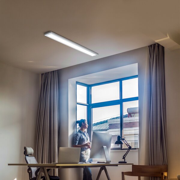 OSRAM LED stropna svetilka OFFICE LINE, bela, 122 cm, kovinska, Bela, Študija / pisarna, Aluminij