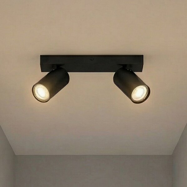 OSRAM stropni reflektor OCTAGON črn 2-flg. GU10-LED 927 dim, zatemnjen, Črna, Dnevna soba / jedilnica, Kovina, Sodobni