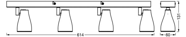 OSRAM stropni reflektor PEAR, črn, 4-krilni, GU10-LED 2.700 K, Črna, Plastika