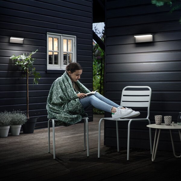 Philips LED zunanja stenska svetilka Bustan UE, paket 2 kosov, 2700 K, Črna, Aluminij, Sodobni, Stenska kotna