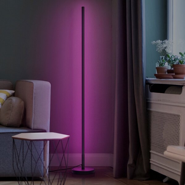 OSRAM SMART+ WiFi LED-stoječa svetilka ROUND črna 140 cm RGB CCT, zatemnjen, Črna, Dnevna soba / jedilnica, Aluminij, Sodobni